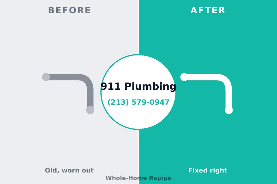 Before and after: plumbing repair Cheshire Village, CT